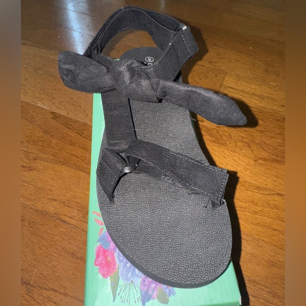 New in Box Velcro Sandals with Bow Accent